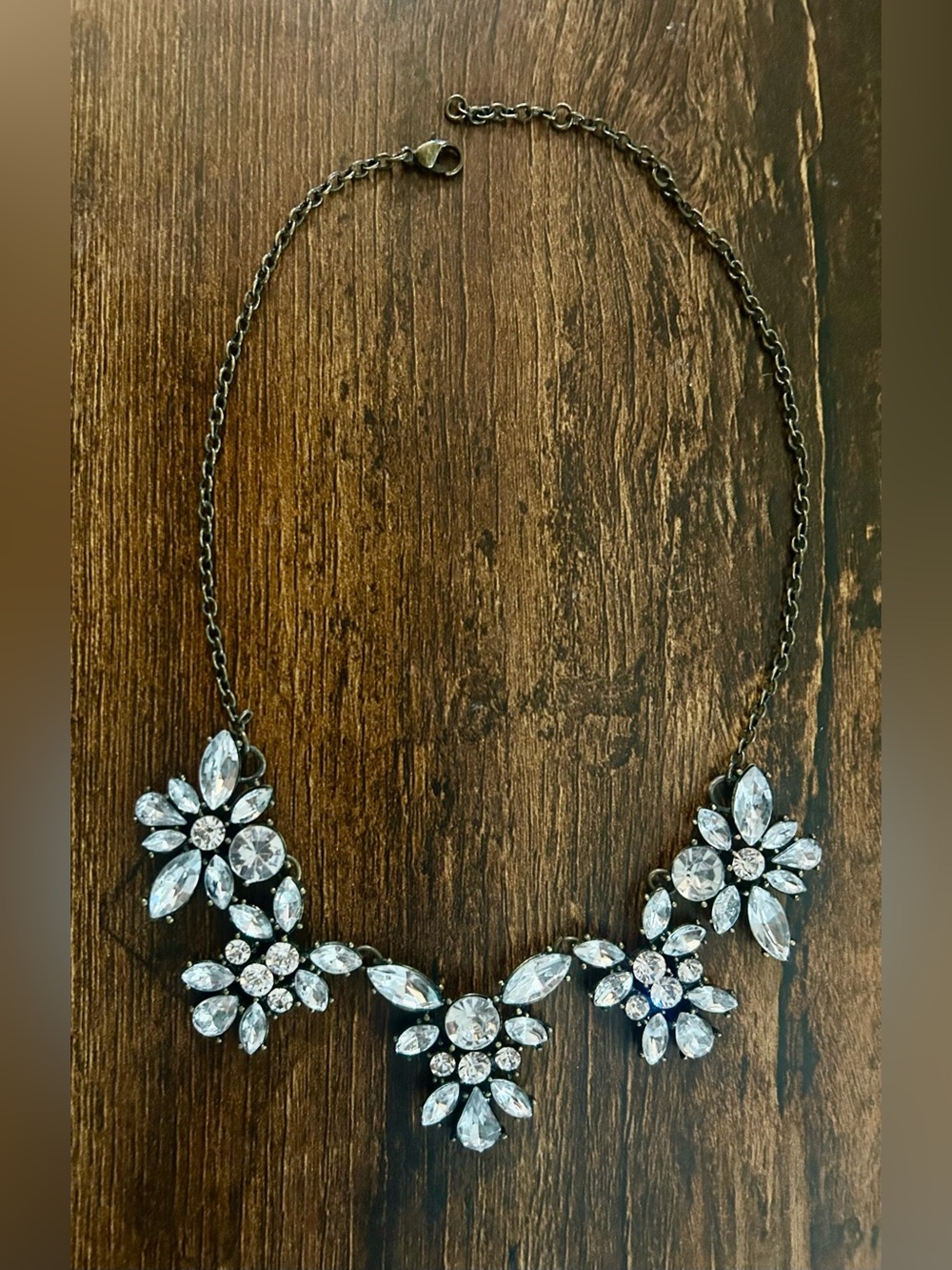 Clear Crystal Floral Statement Necklace